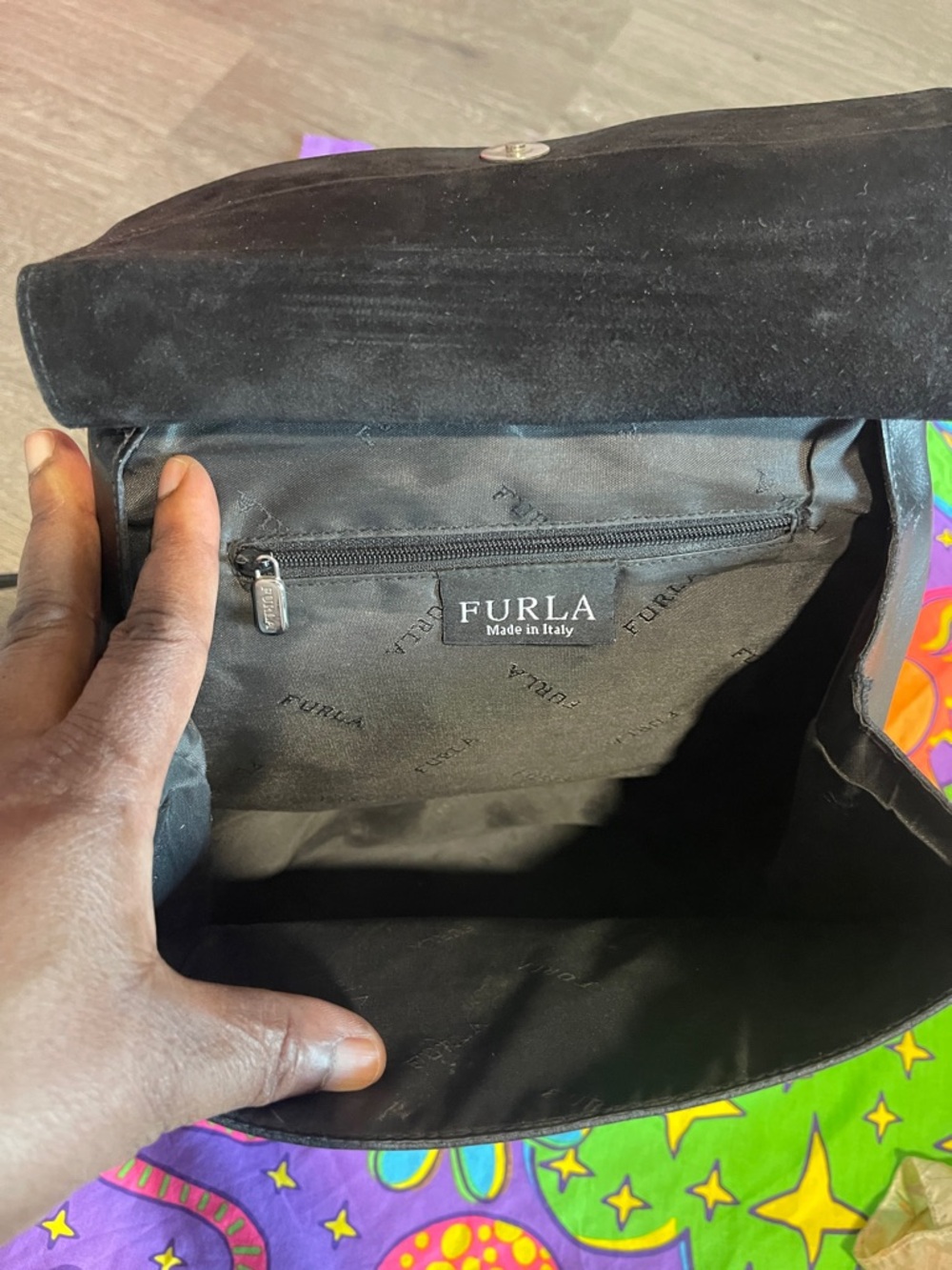 Furla Black Leather Flap Backpack with Top Handle Have Small Damage - Picture 7 of 11